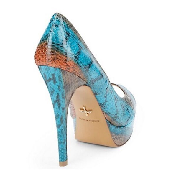 Pour La Victoire Snakeskin Peep-Toe Platform Heels – Size 8.5 - Picture 4 of 17